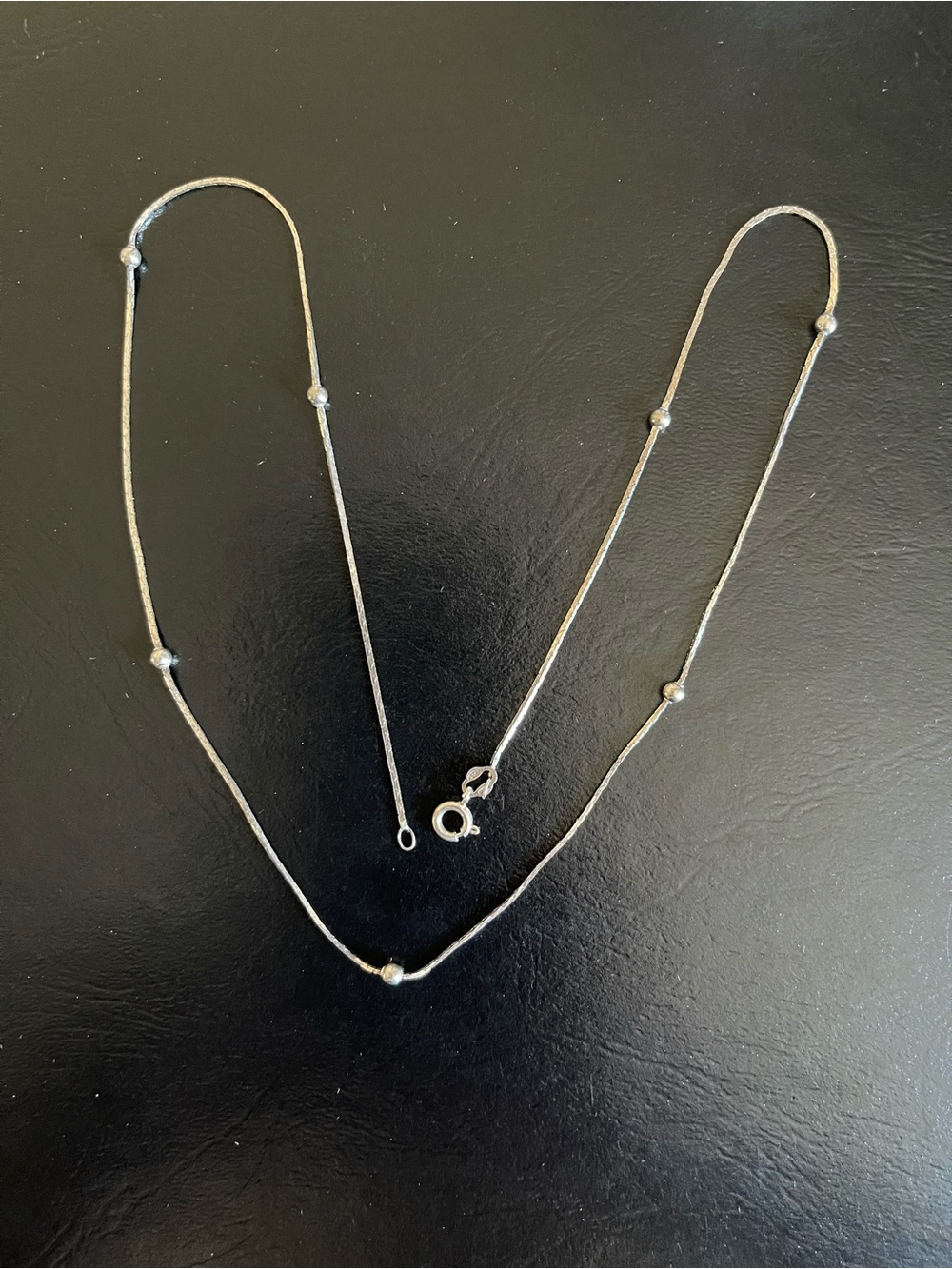 Italy 925 Sterling Silver Bead Station Necklace.